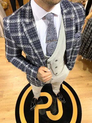 Quintin - Navy/Grey 3 Piece Suit