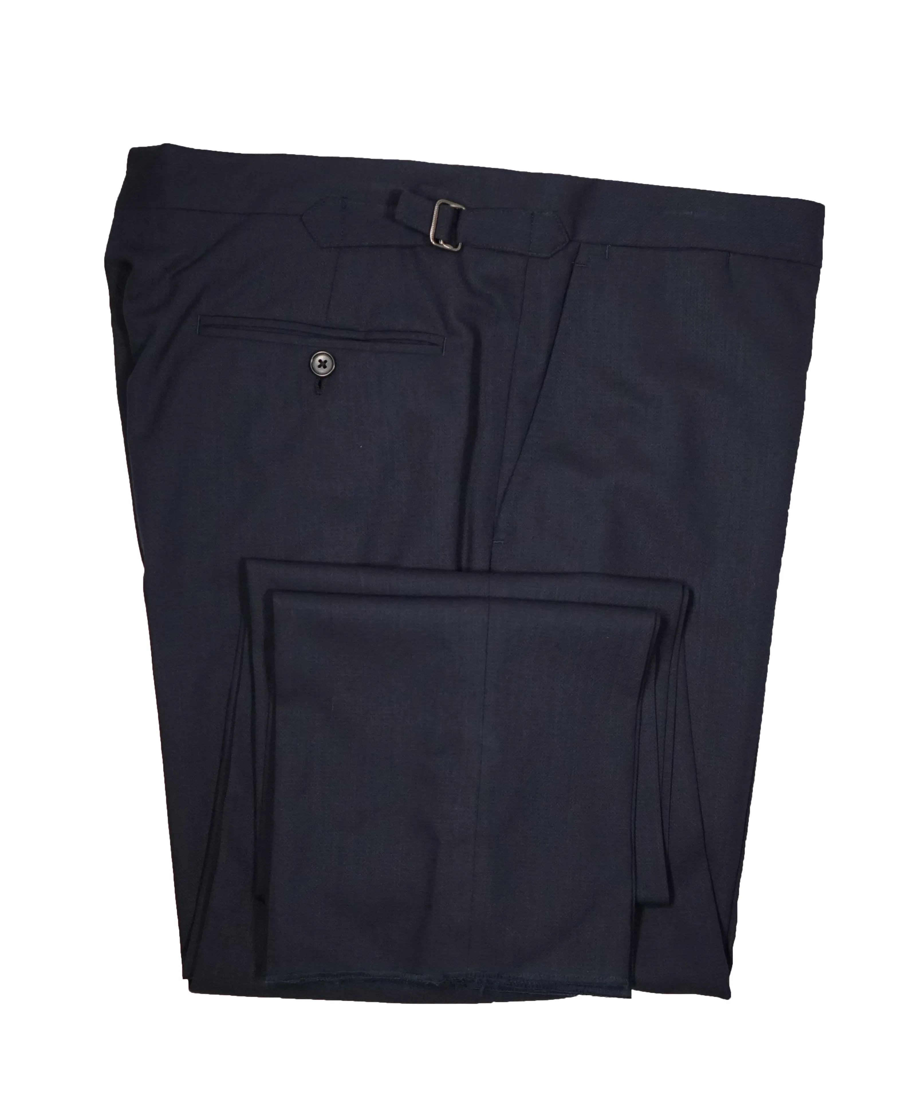 RALPH LAUREN BLUE LABEL - Navy Textured Weave Dress Pants With Side Tabs - 36W