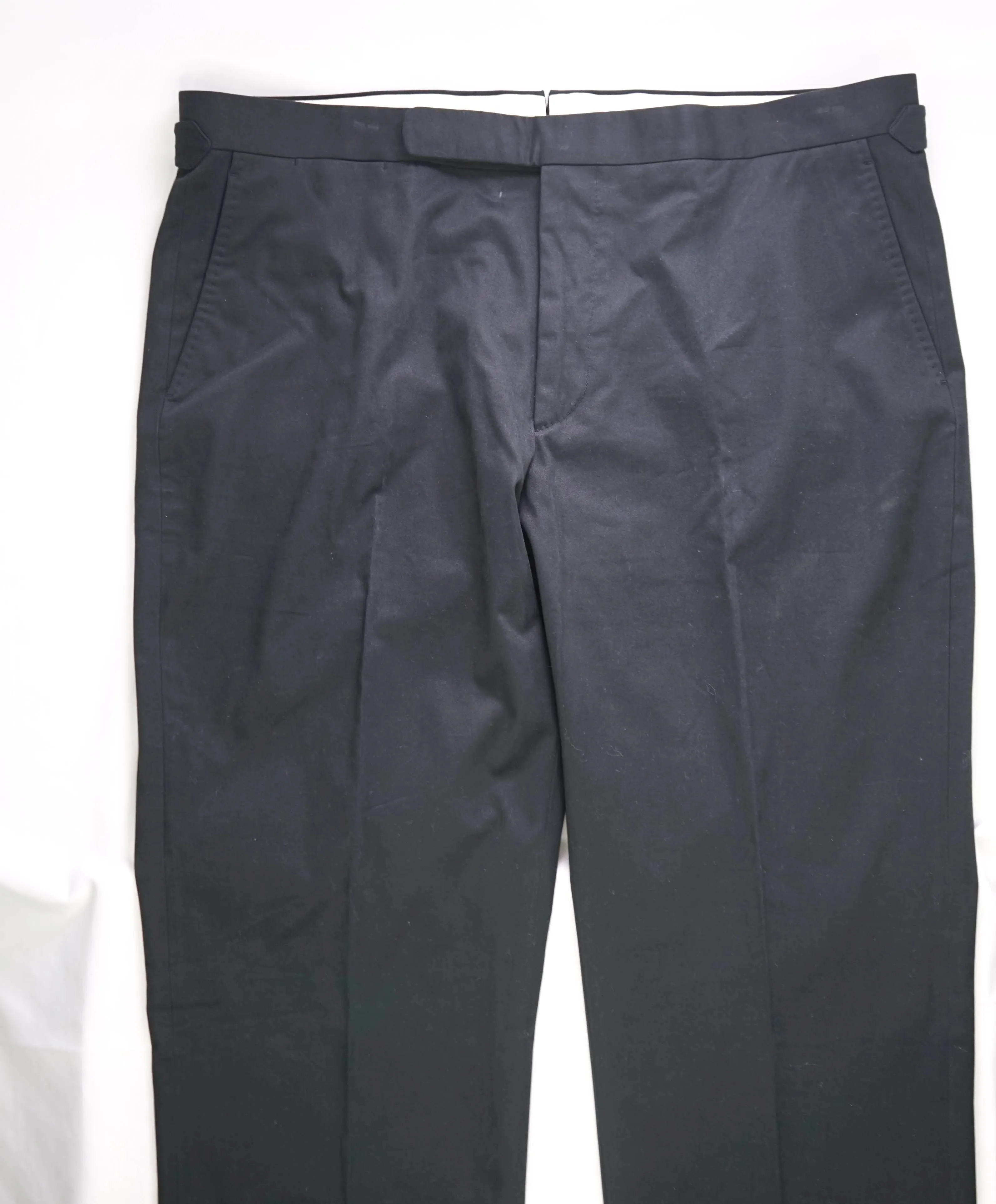 RALPH LAUREN PURPLE LABEL - Black Cotton *SIDE TABS* Flat Front Pants - 40W