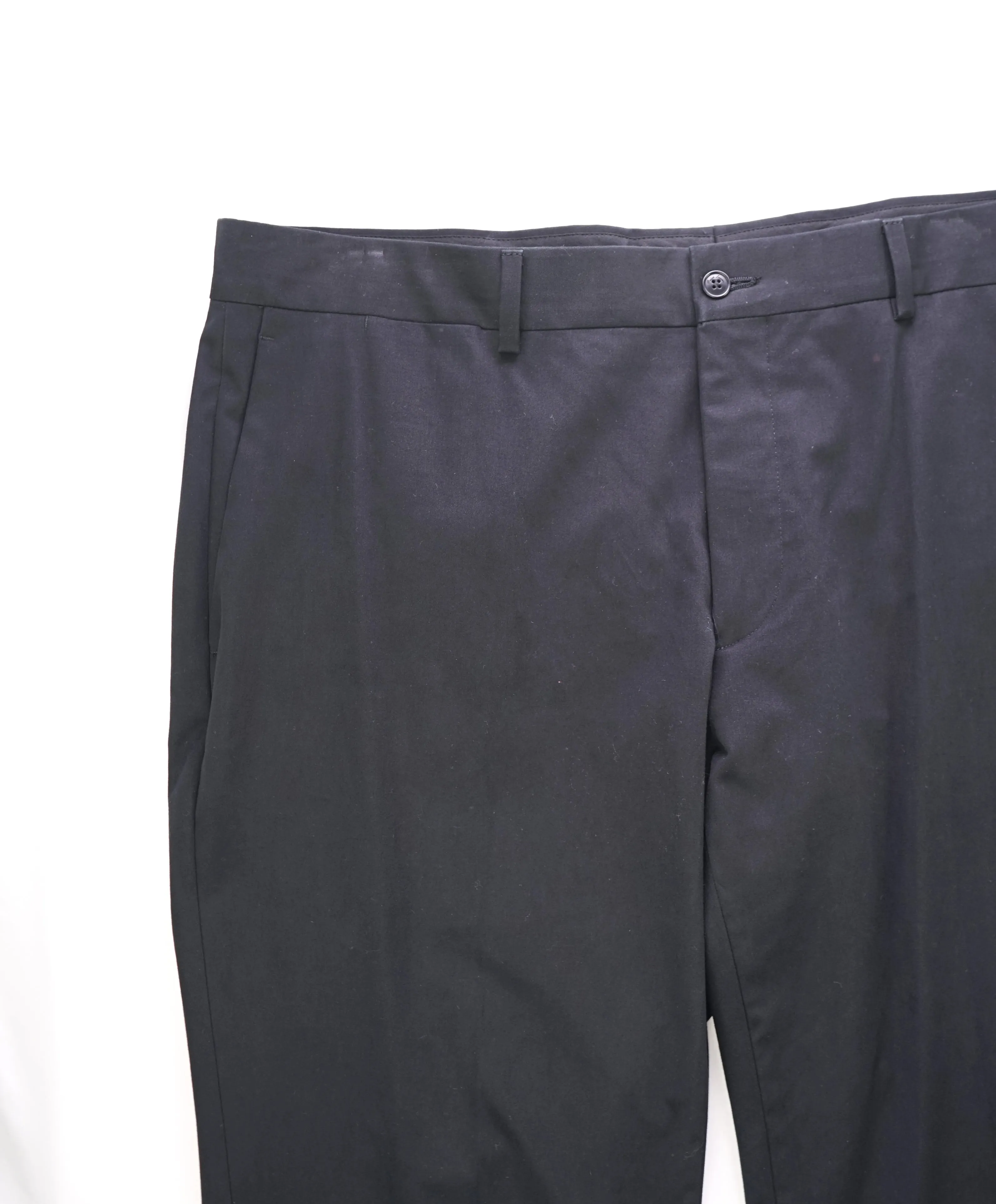 RALPH LAUREN PURPLE LABEL - Black Cotton/Elastane Flat Front Pants - 38W 32L