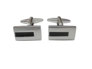 Rectangular Black Bar Design Cufflinks