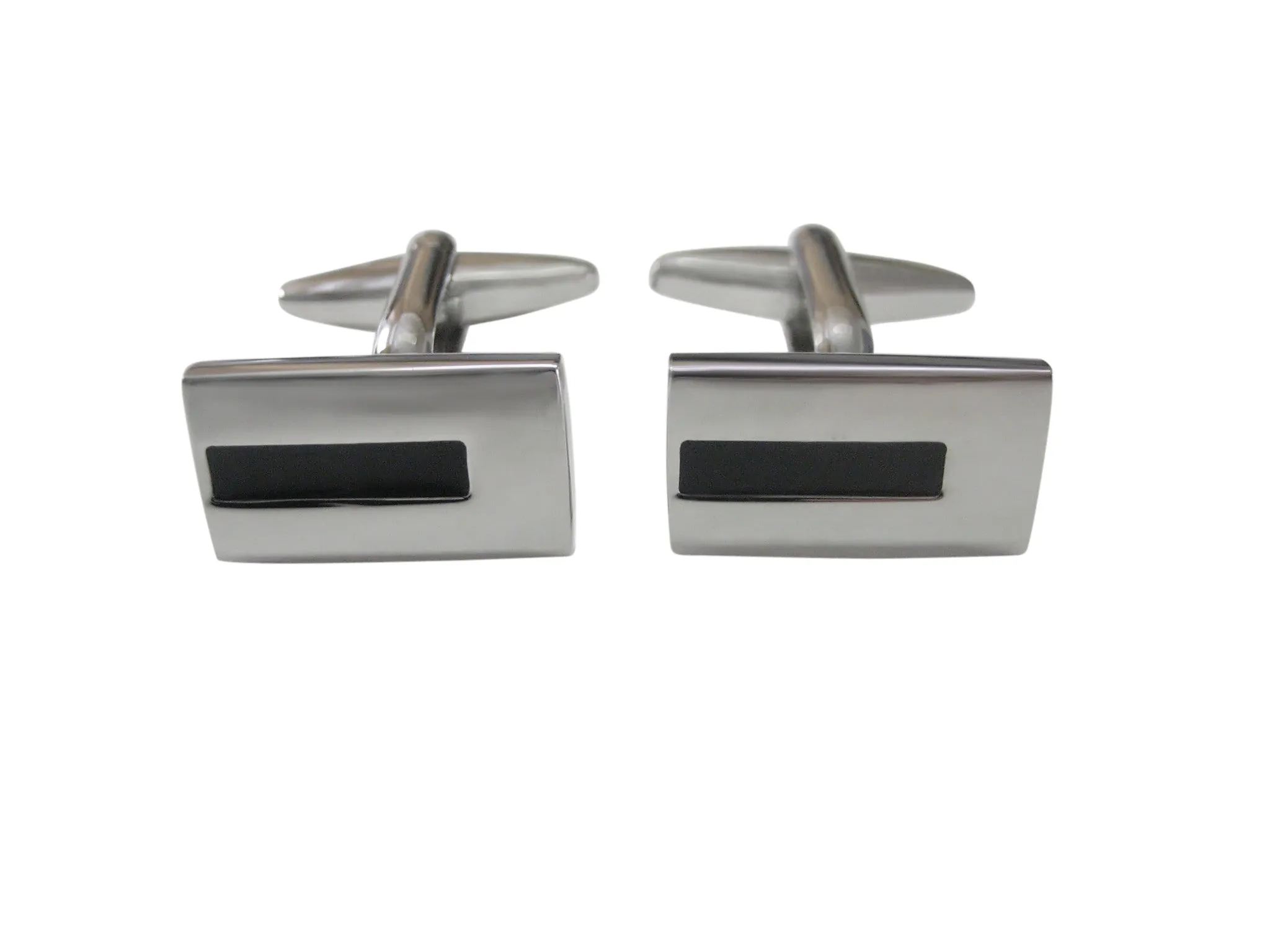 Rectangular Black Bar Design Cufflinks