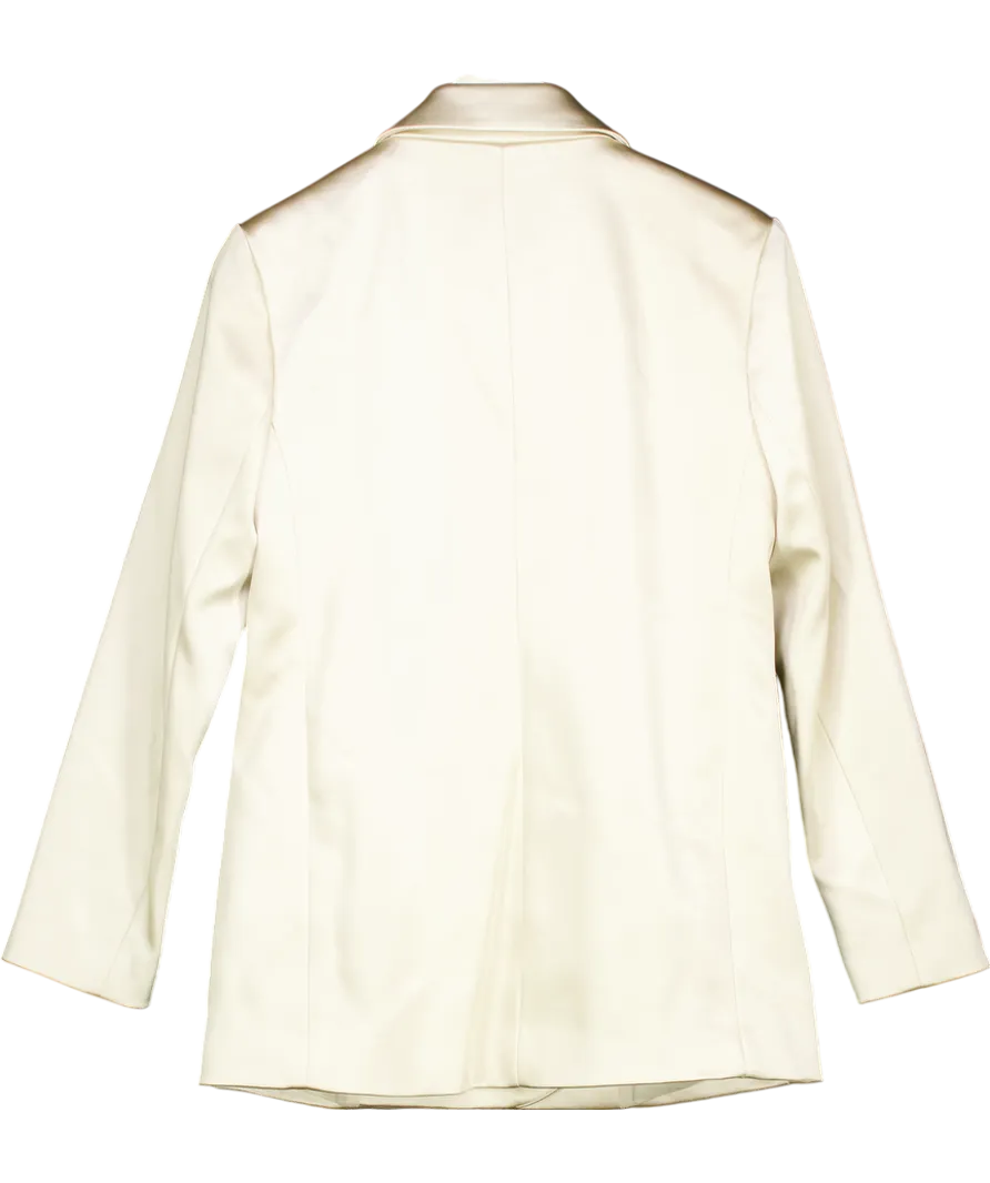River Island Cream Bonded Satin Double Breasted Blazer UK 6