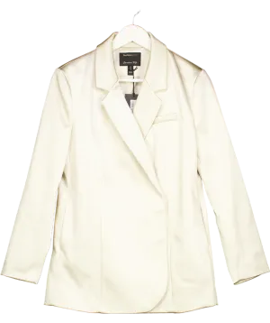 River Island Cream Bonded Satin Double Breasted Blazer UK 6