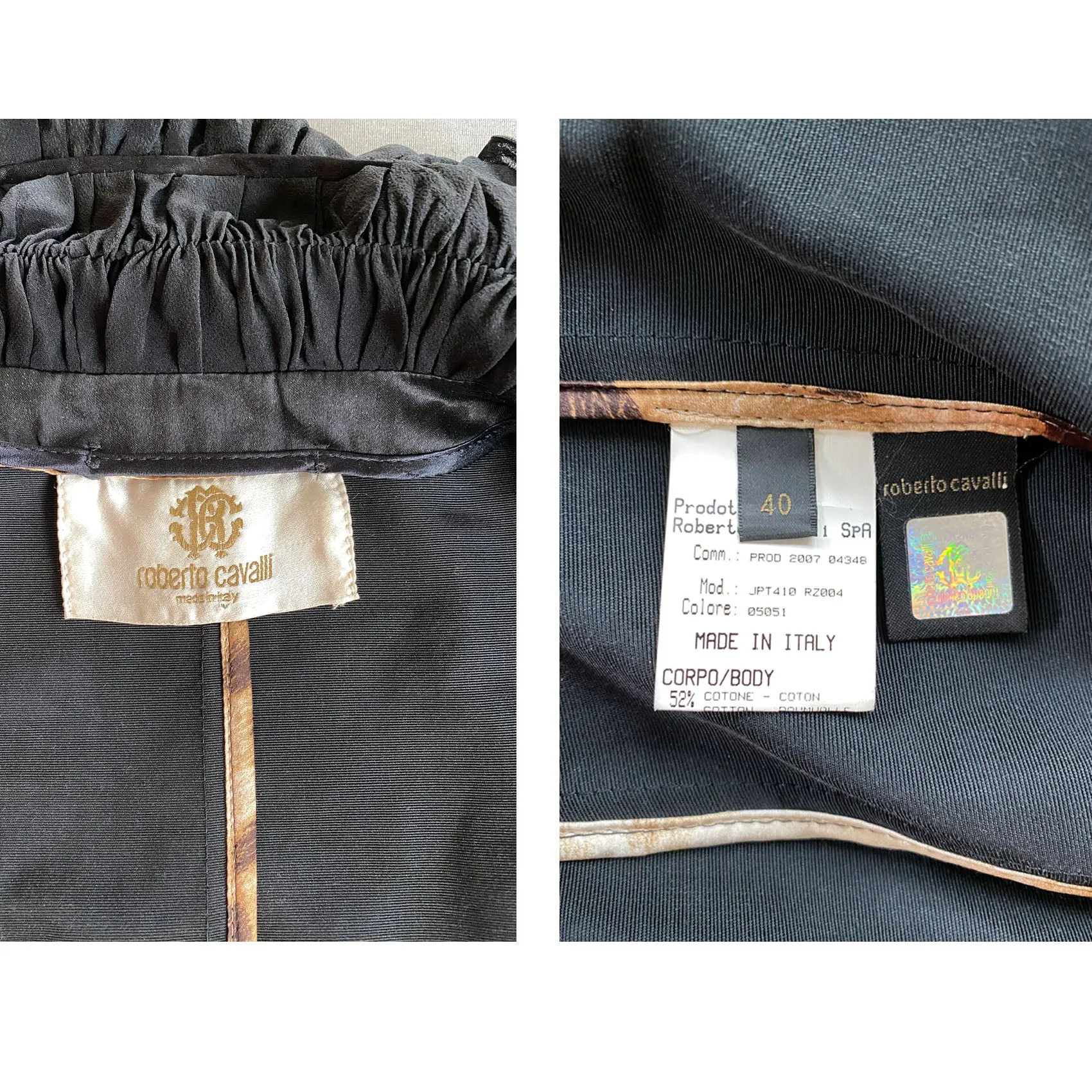 Roberto Cavalli 2007 Black Ruffle Jacket