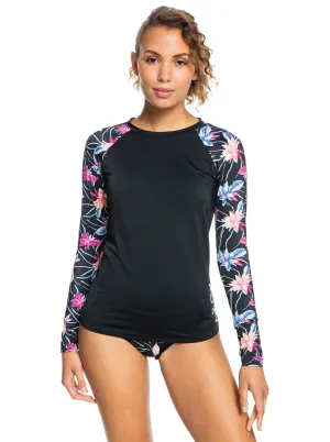 ROXY Active LS Lycra Rashguard - Anthracite Floral Flow
