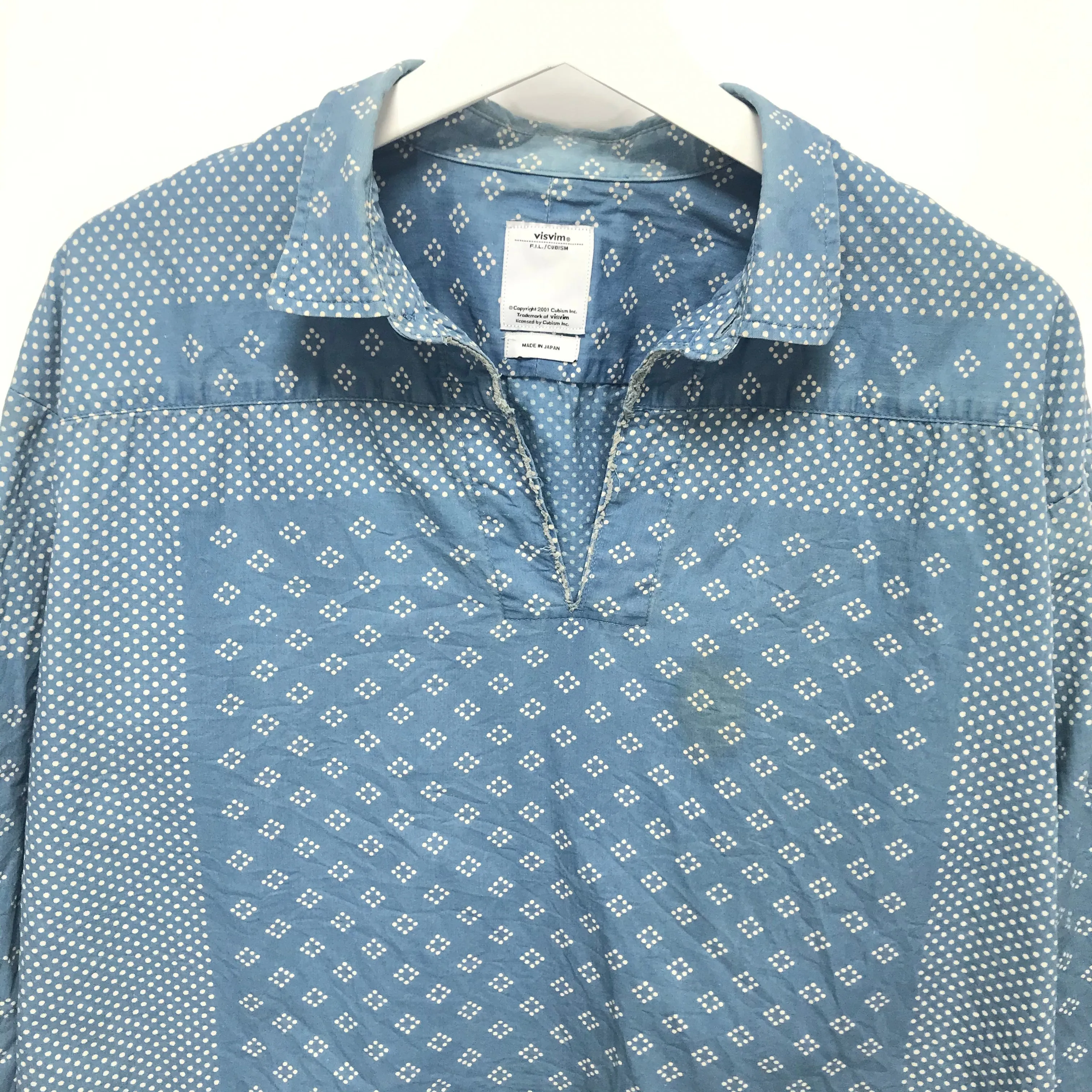 [S] VISVIM 14SS Kerchief Dots Tunic Shirt Blue