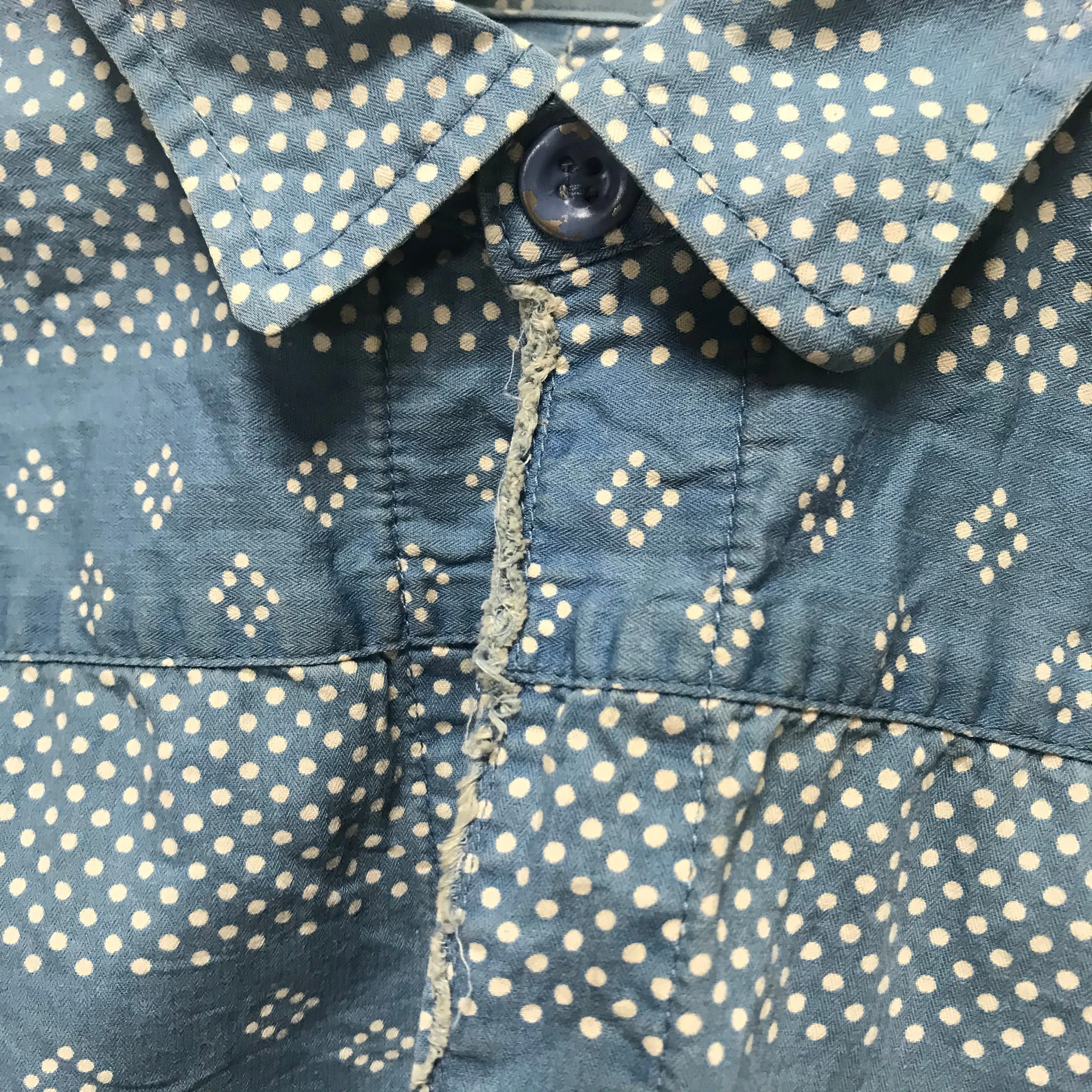 [S] VISVIM 14SS Kerchief Dots Tunic Shirt Blue