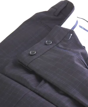 SAKS FIFTH AVE  - Black Check MADE IN ITALY Flat Front Dress Pants - 30W