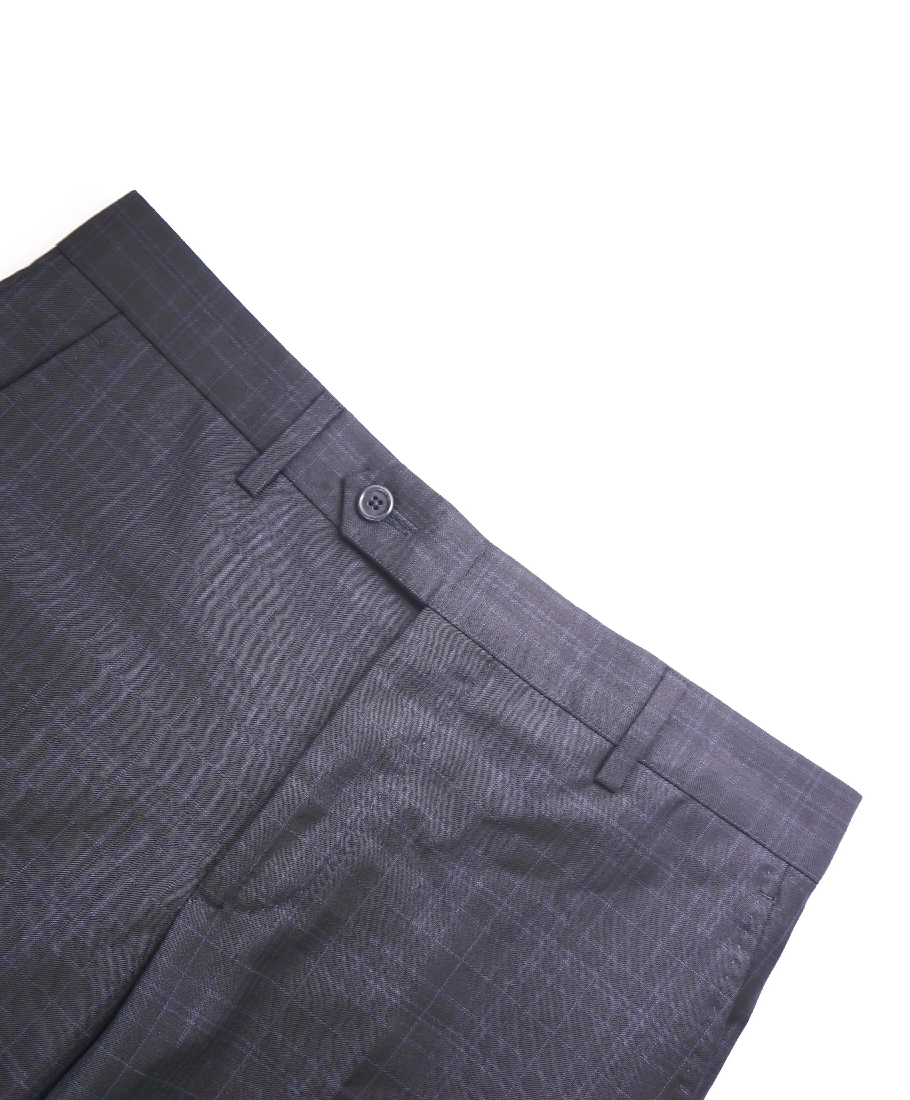 SAKS FIFTH AVE  - Black Check MADE IN ITALY Flat Front Dress Pants - 30W