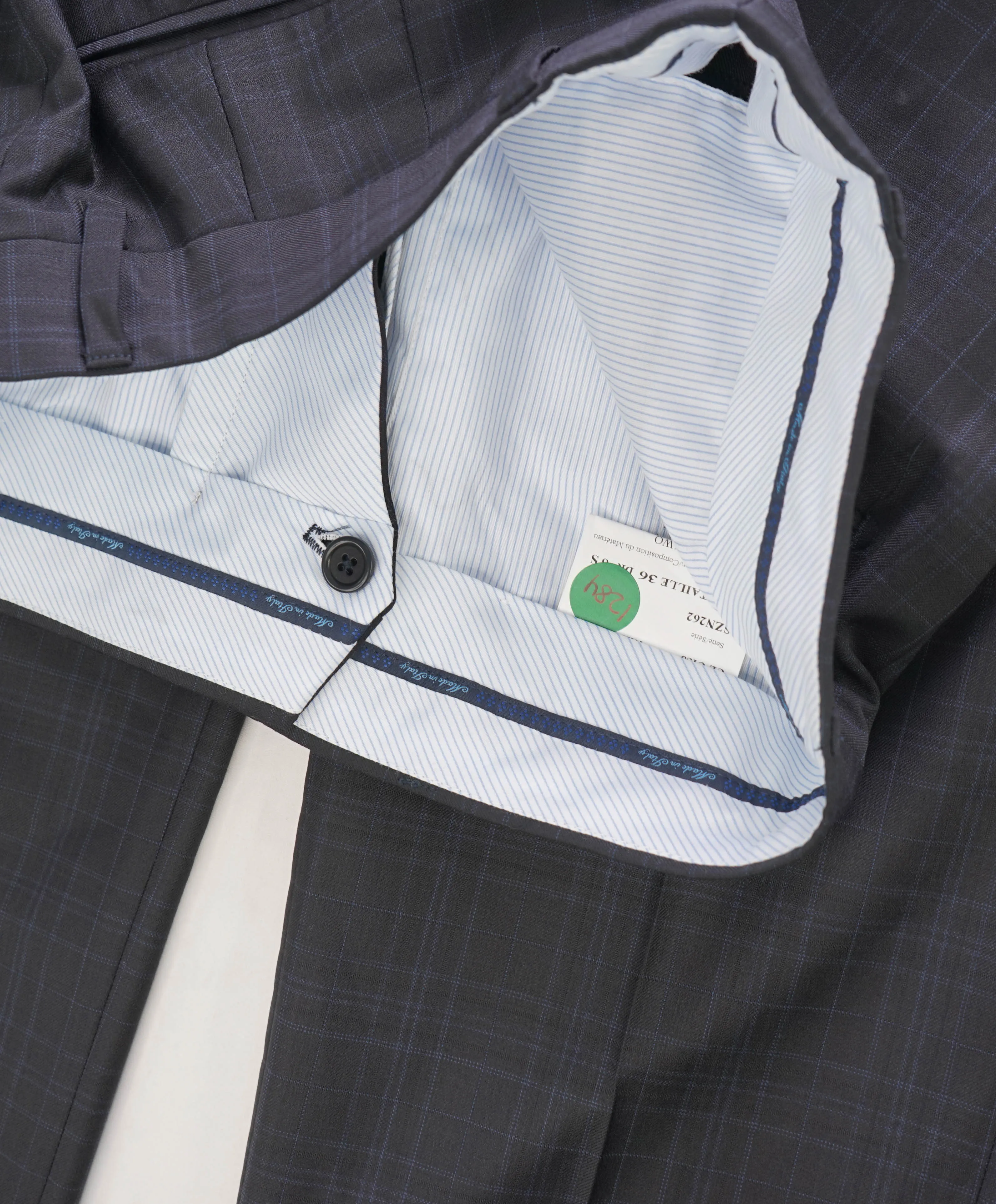 SAKS FIFTH AVE  - Black Check MADE IN ITALY Flat Front Dress Pants - 30W