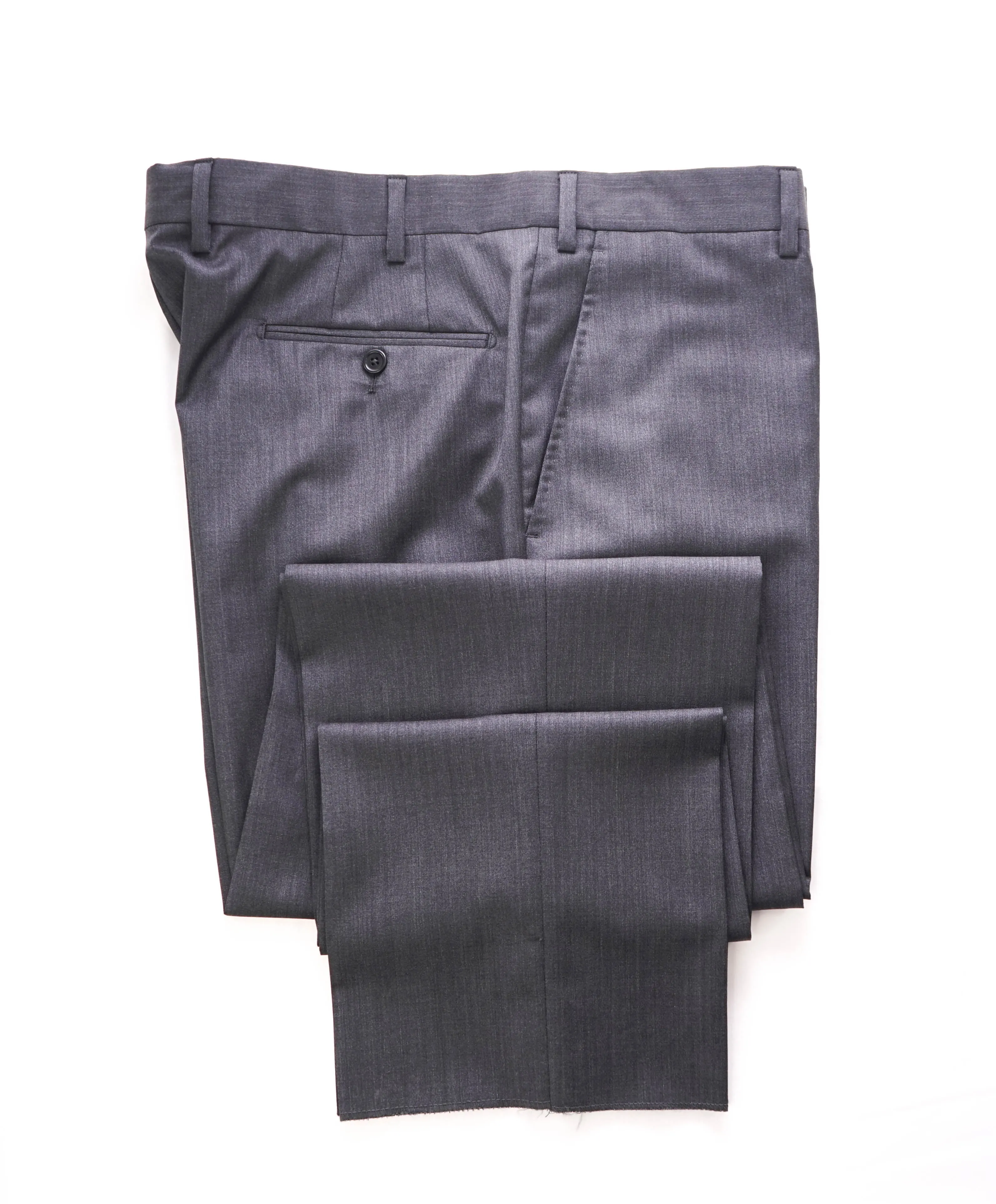 SAKS FIFTH AVE - Charcoal Wool & Silk MADE IN ITALY Flat Front Dress Pants - 40W