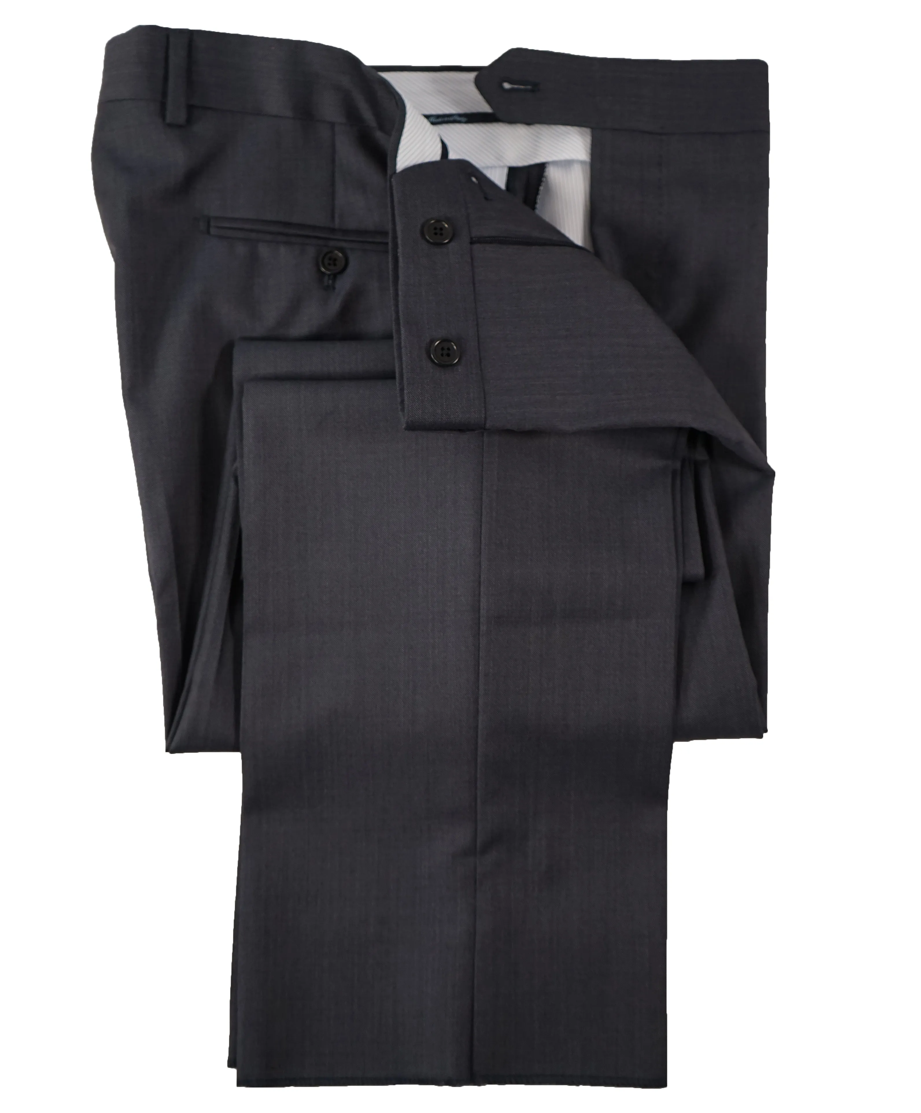 SAKS FIFTH AVE - Medium Blue MADE IN ITALY Flat Front Dress Pants - 34W