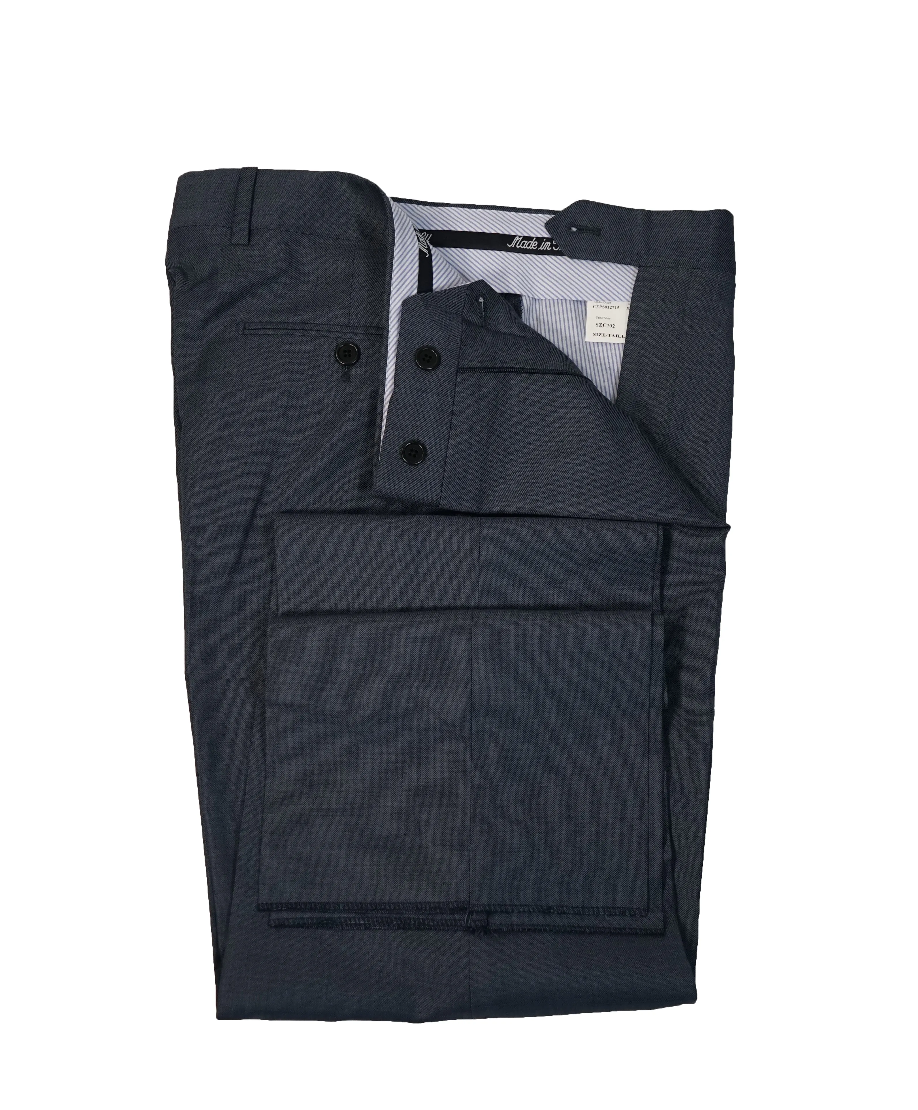 SAKS FIFTH AVENUE - Medium Blue Birdseye Flat Front Dress Pants- 31W