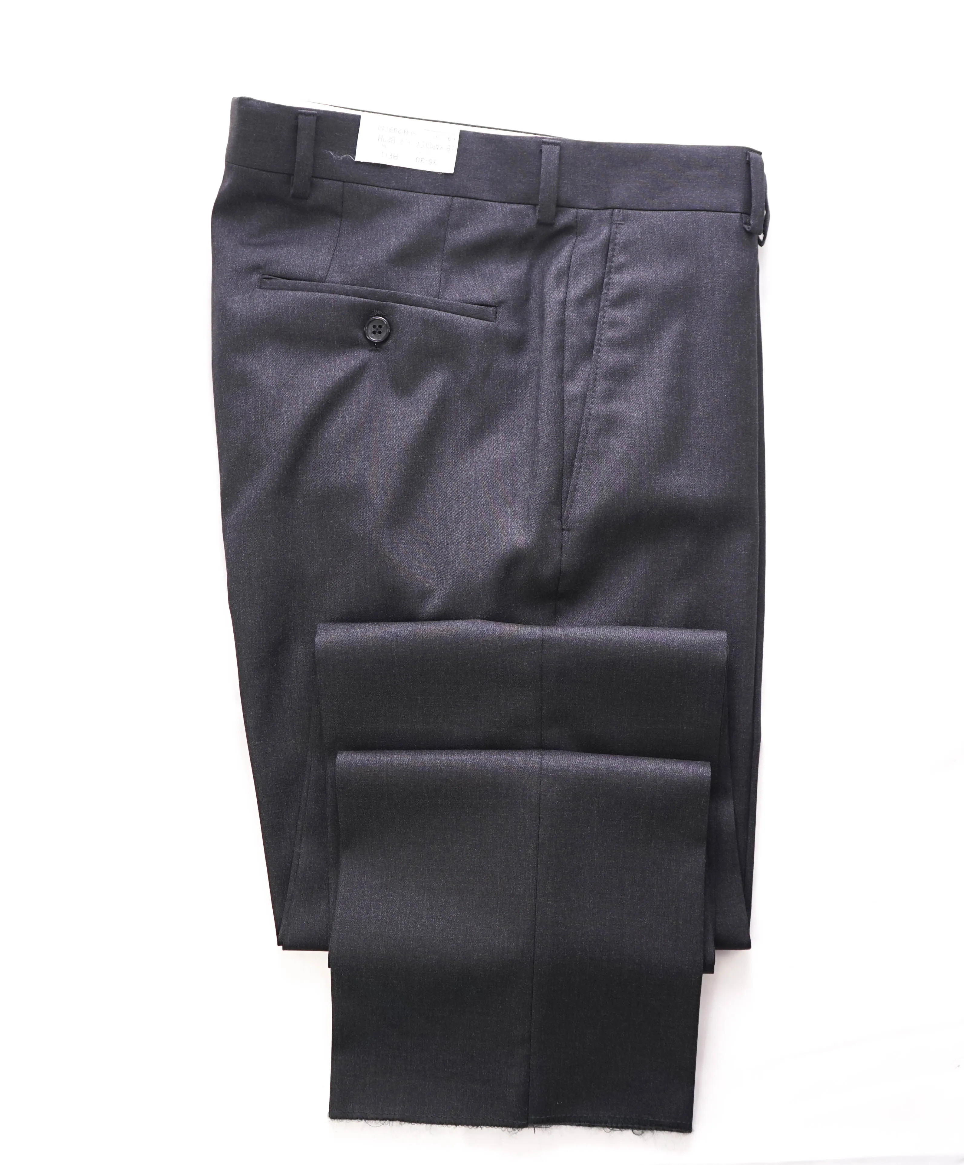 SAMUELSOHN - "Super 120's" Solid Charcoal Gray Solid Flat Front Pants - 30W