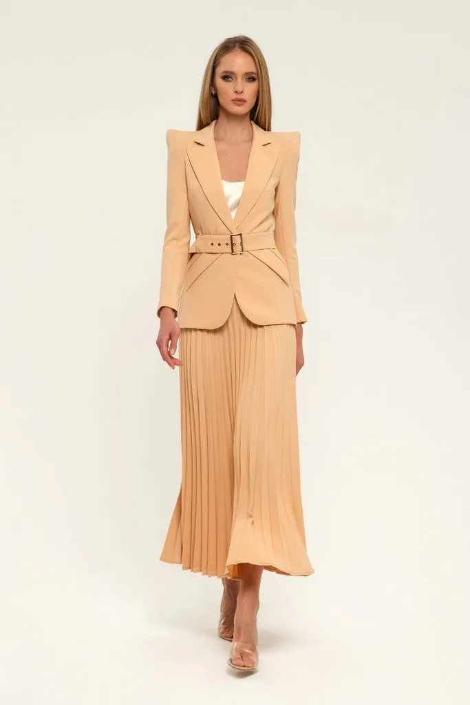 Sand Office Notch Lapel Long Sleeve Single Breasted Jacket