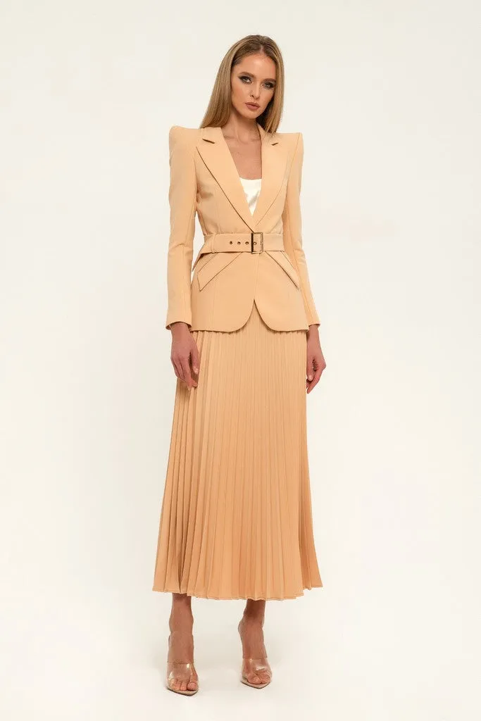 Sand Office Notch Lapel Long Sleeve Single Breasted Jacket