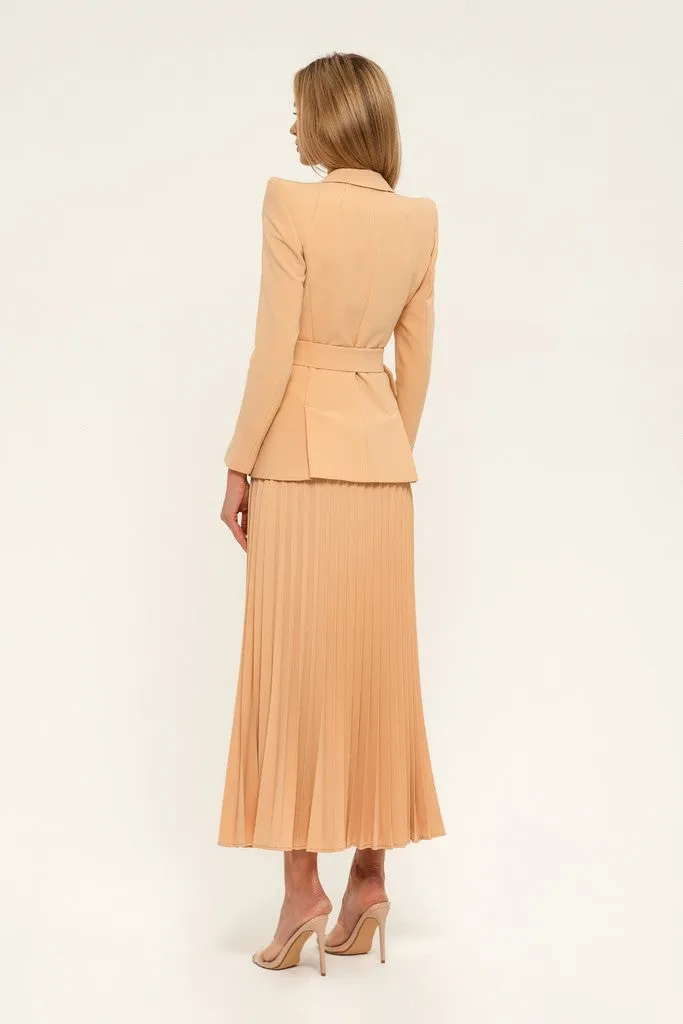 Sand Office Notch Lapel Long Sleeve Single Breasted Jacket