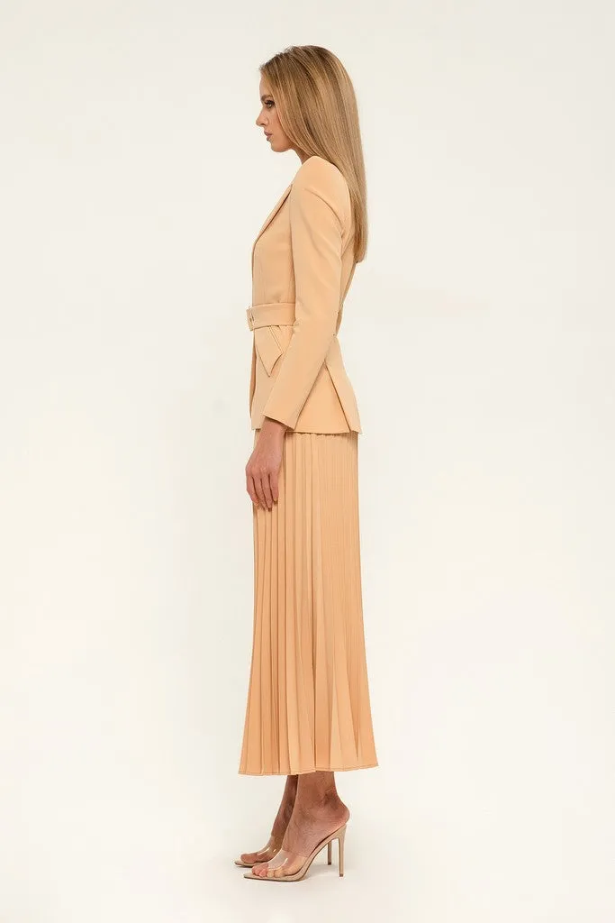 Sand Office Notch Lapel Long Sleeve Single Breasted Jacket