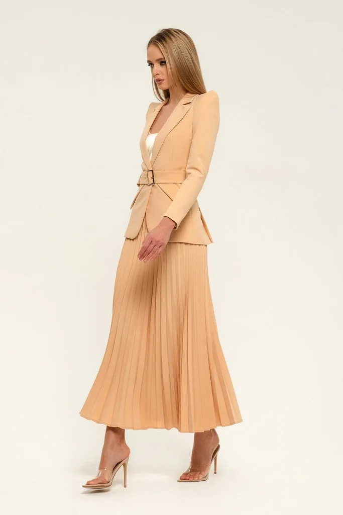 Sand Office Notch Lapel Long Sleeve Single Breasted Jacket