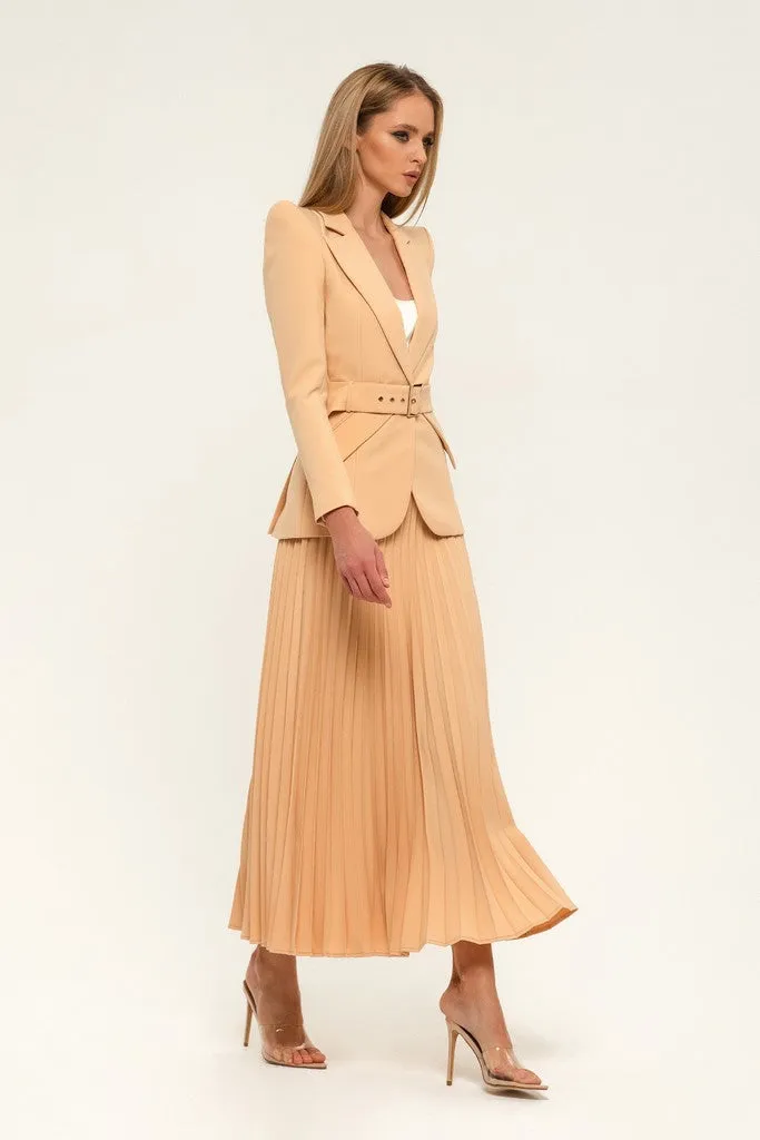 Sand Office Notch Lapel Long Sleeve Single Breasted Jacket