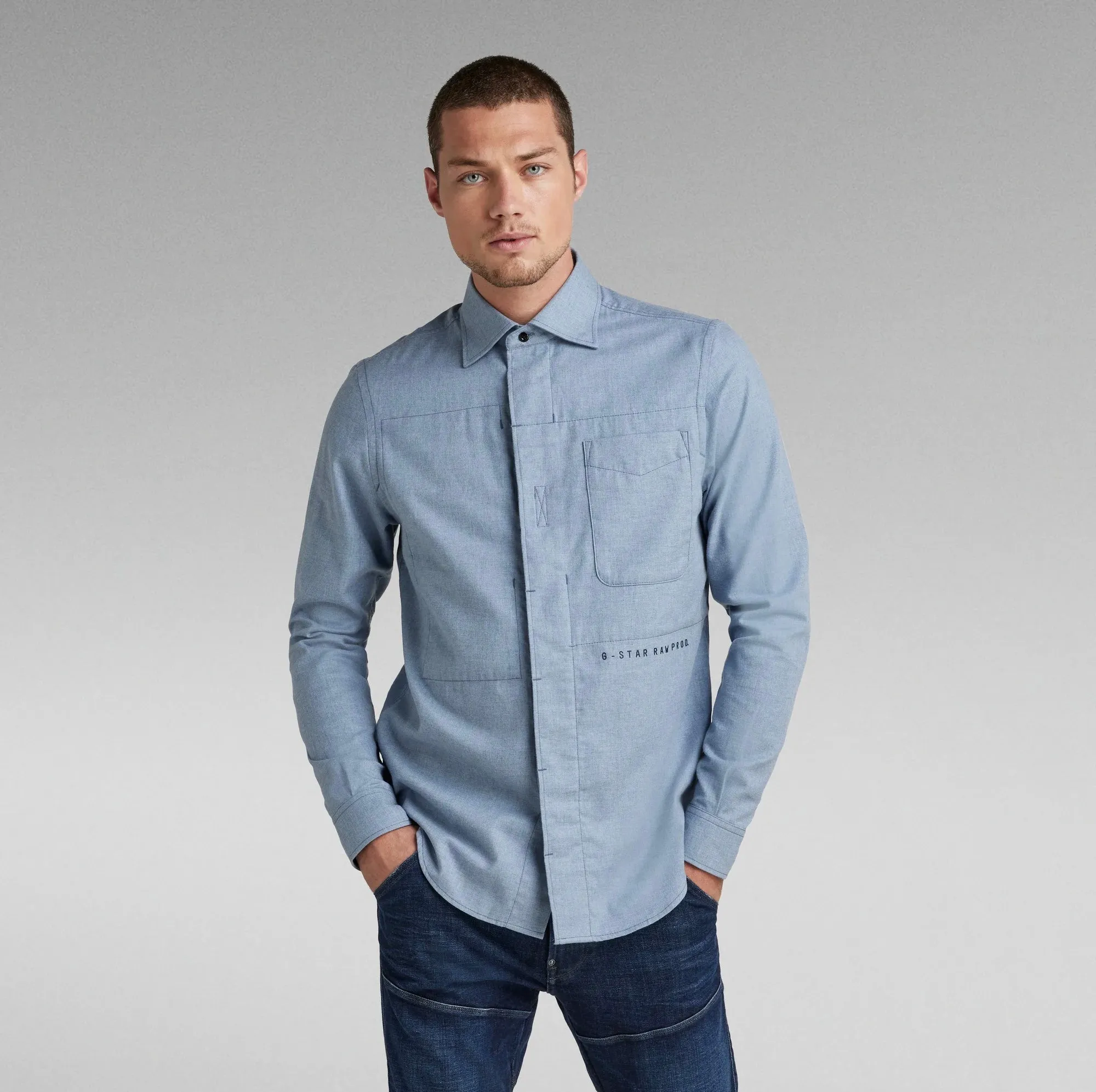 Secret Utility Regular Cut Shirt Light Cloud Heather Blue