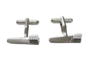 Silver Toned Dental Tooth Brush Cufflinks