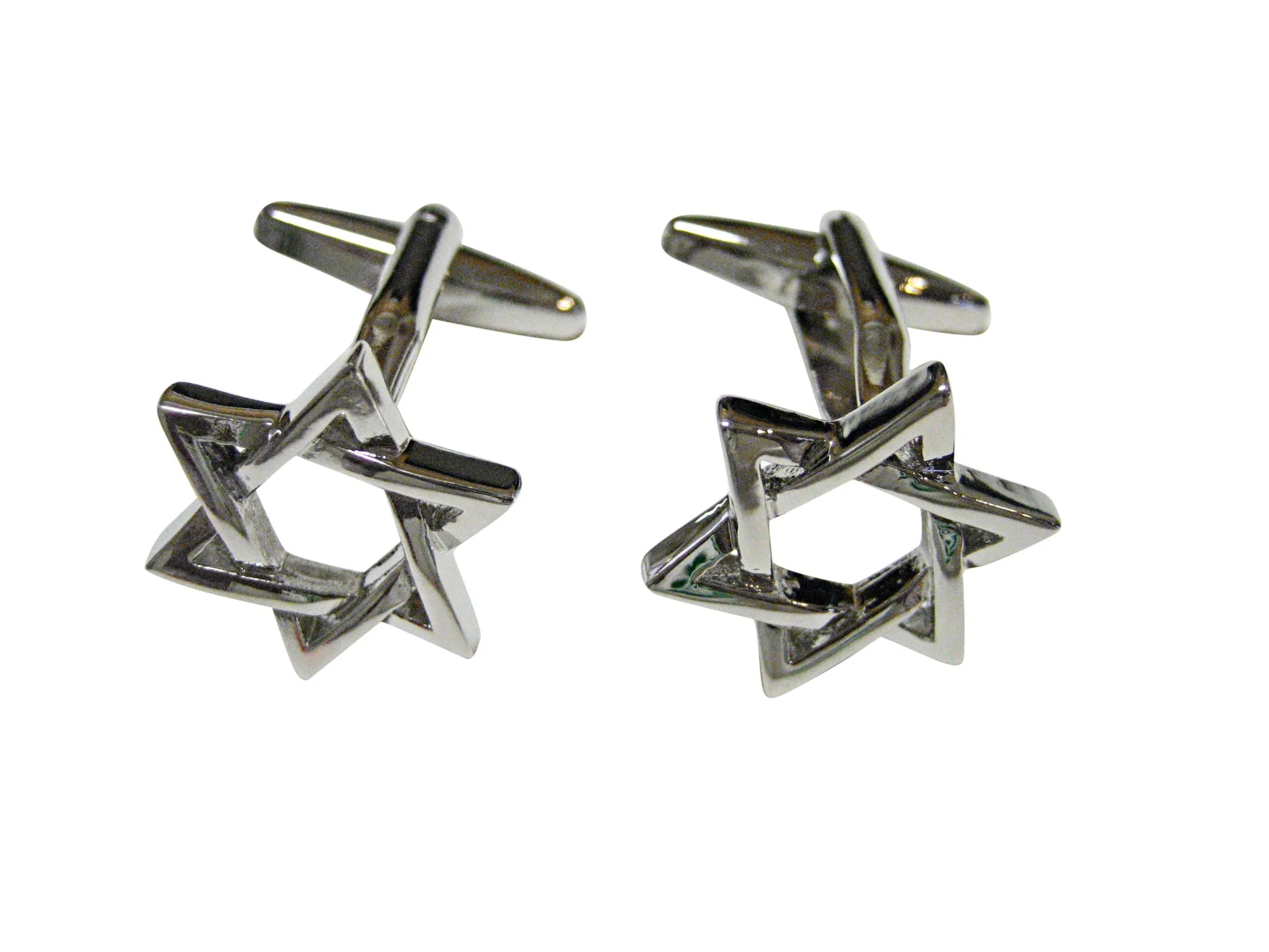 Silver Toned Star of David Cufflinks