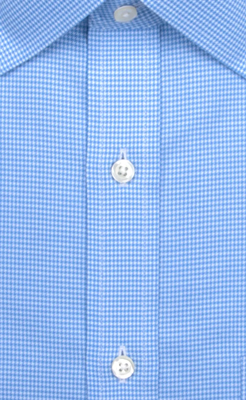 Slim Fit Blue Houndstooth Spread Collar Supima® Cotton Non-Iron Twill Dress Shirt
