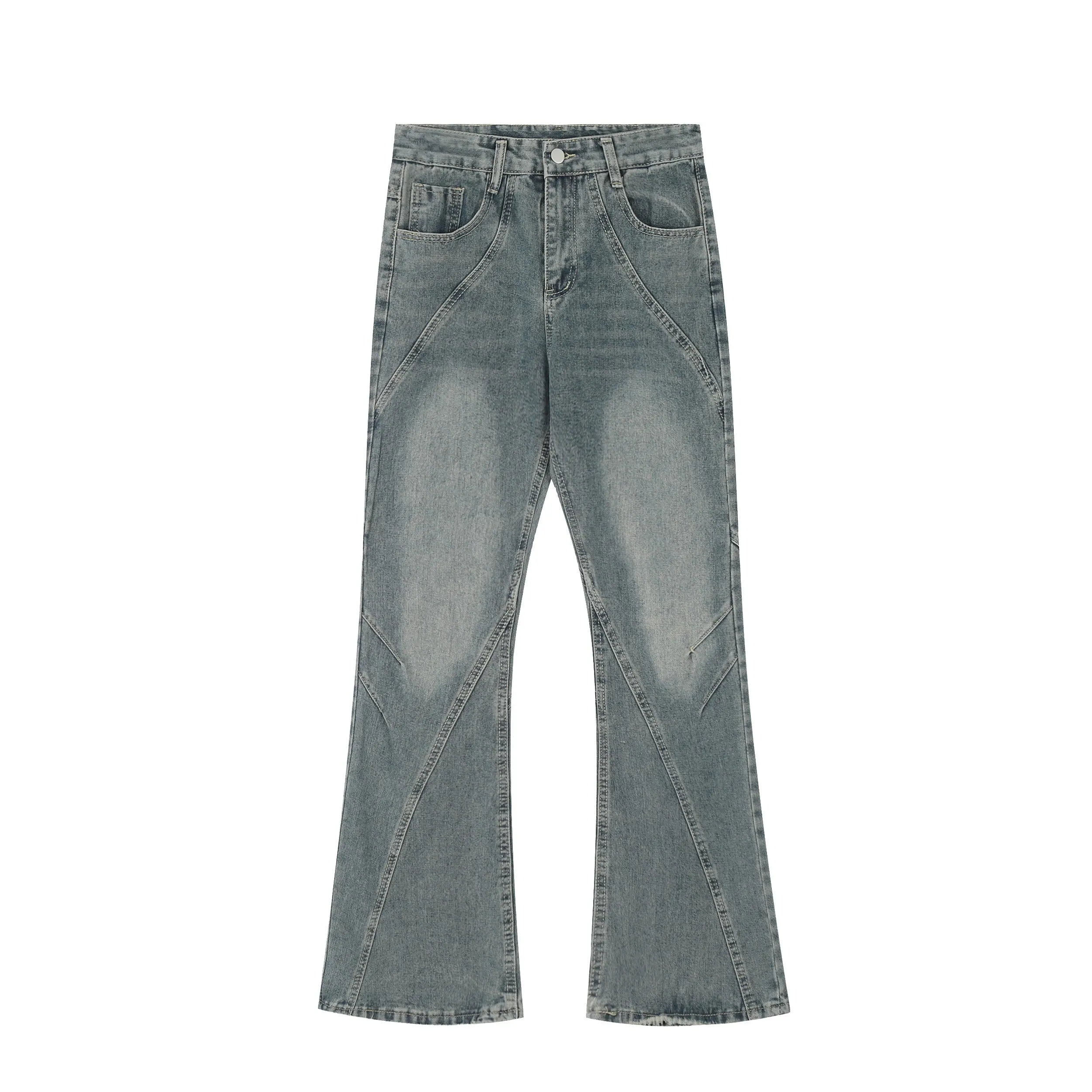 Slim Fit Denim Flared Trousers