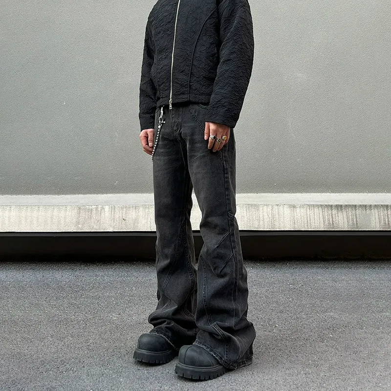Slim Fit Denim Flared Trousers