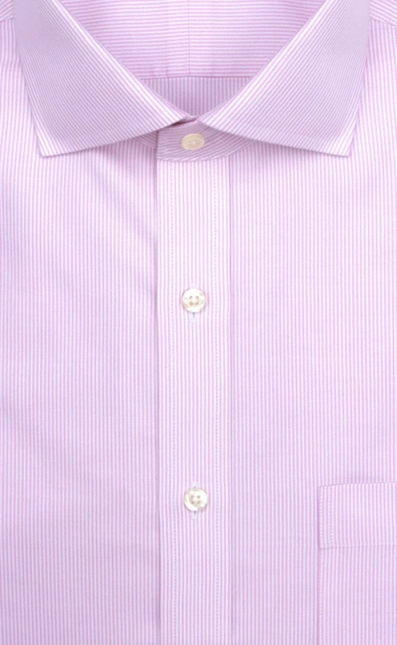 Slim Fit Pink Stripe English Spread Collar Supima® Cotton Non-Iron Twill Dress Shirt