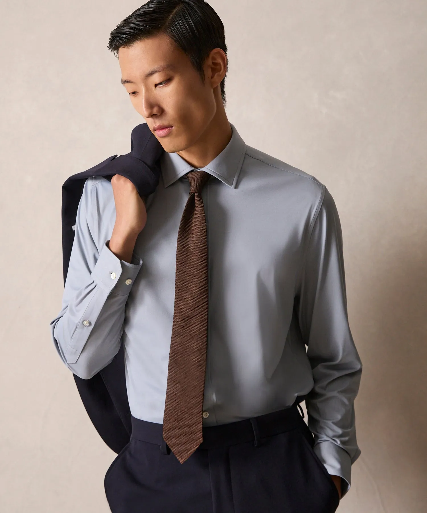 Slim Fit Stretch Knit Dress Shirt