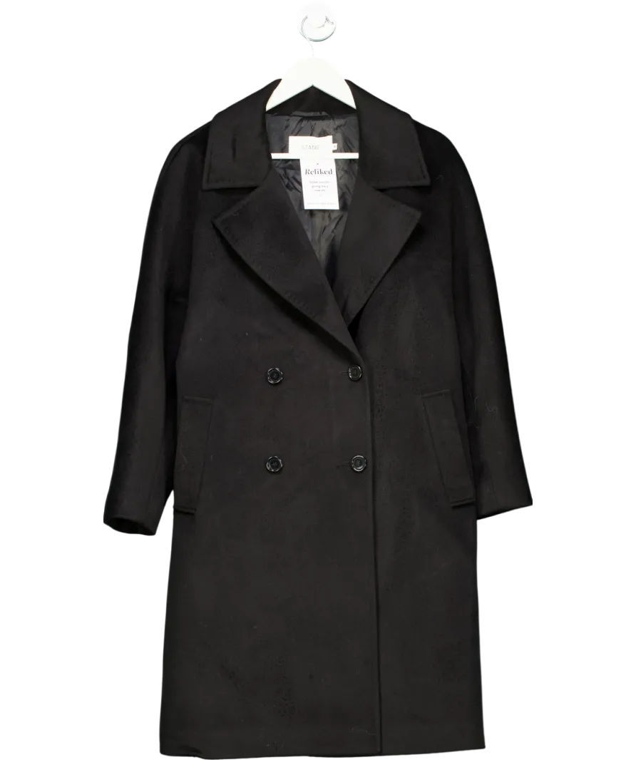 Stand Studio Black Double Breasted Coat UK 8