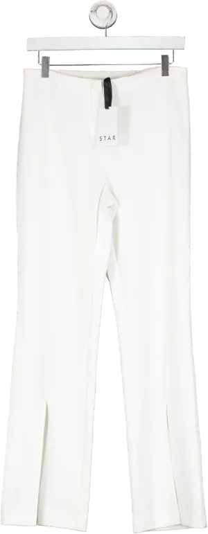 Star White Split Front Hem Trousers UK 10