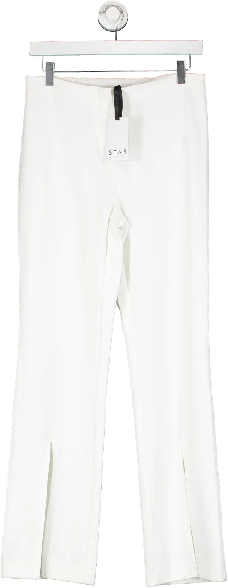 Star White Split Front Hem Trousers UK 10