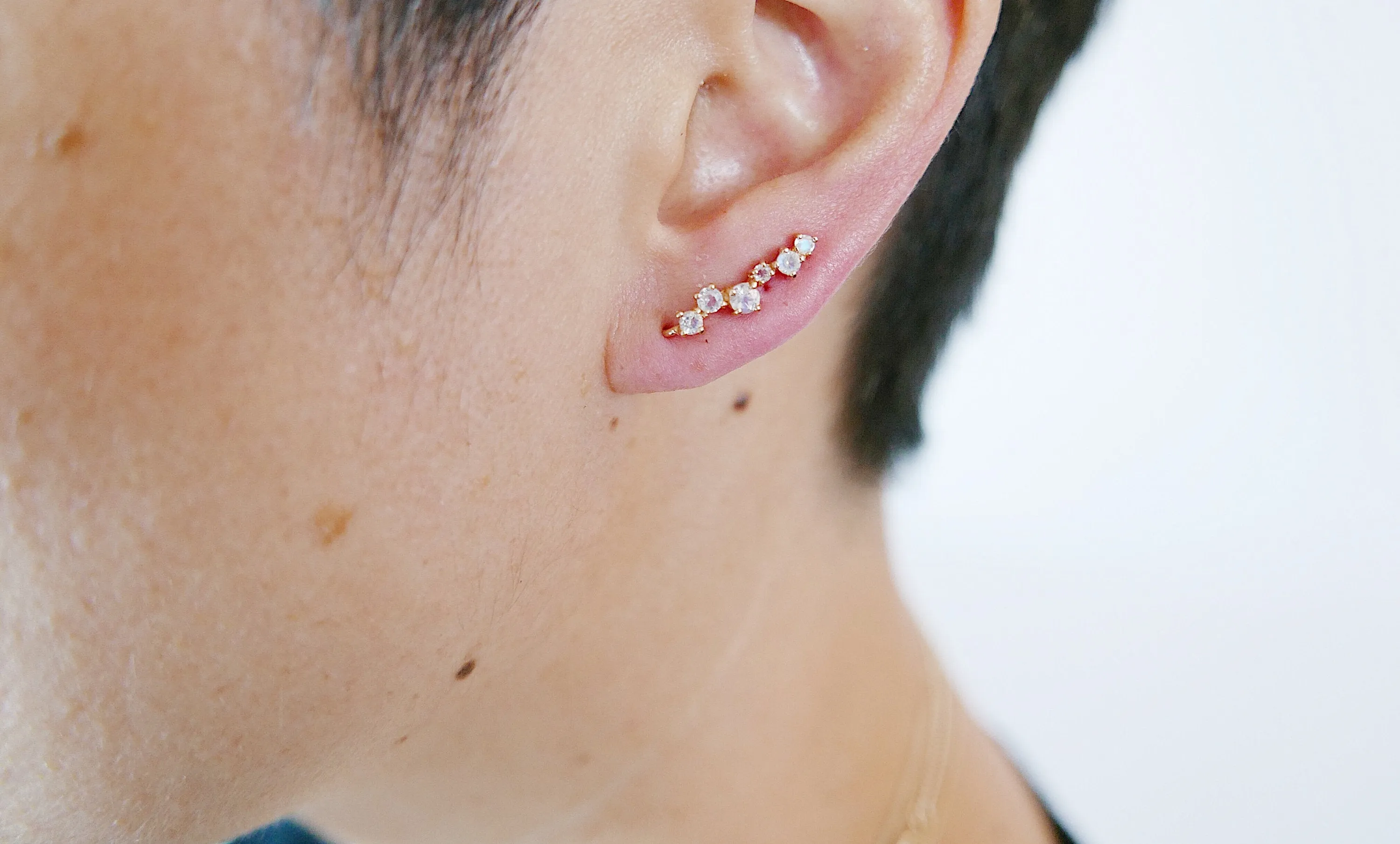 Stardust Moonstone Ear Climber