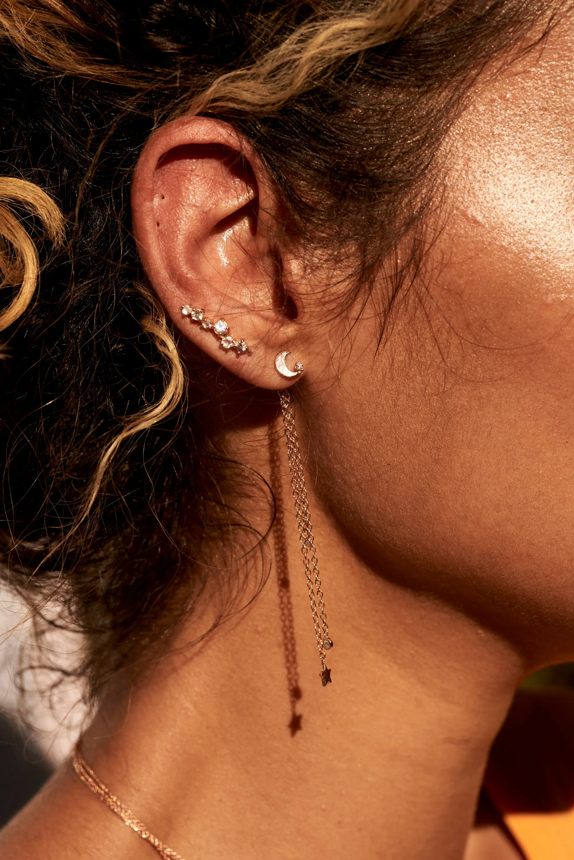 Stardust Moonstone Ear Climber