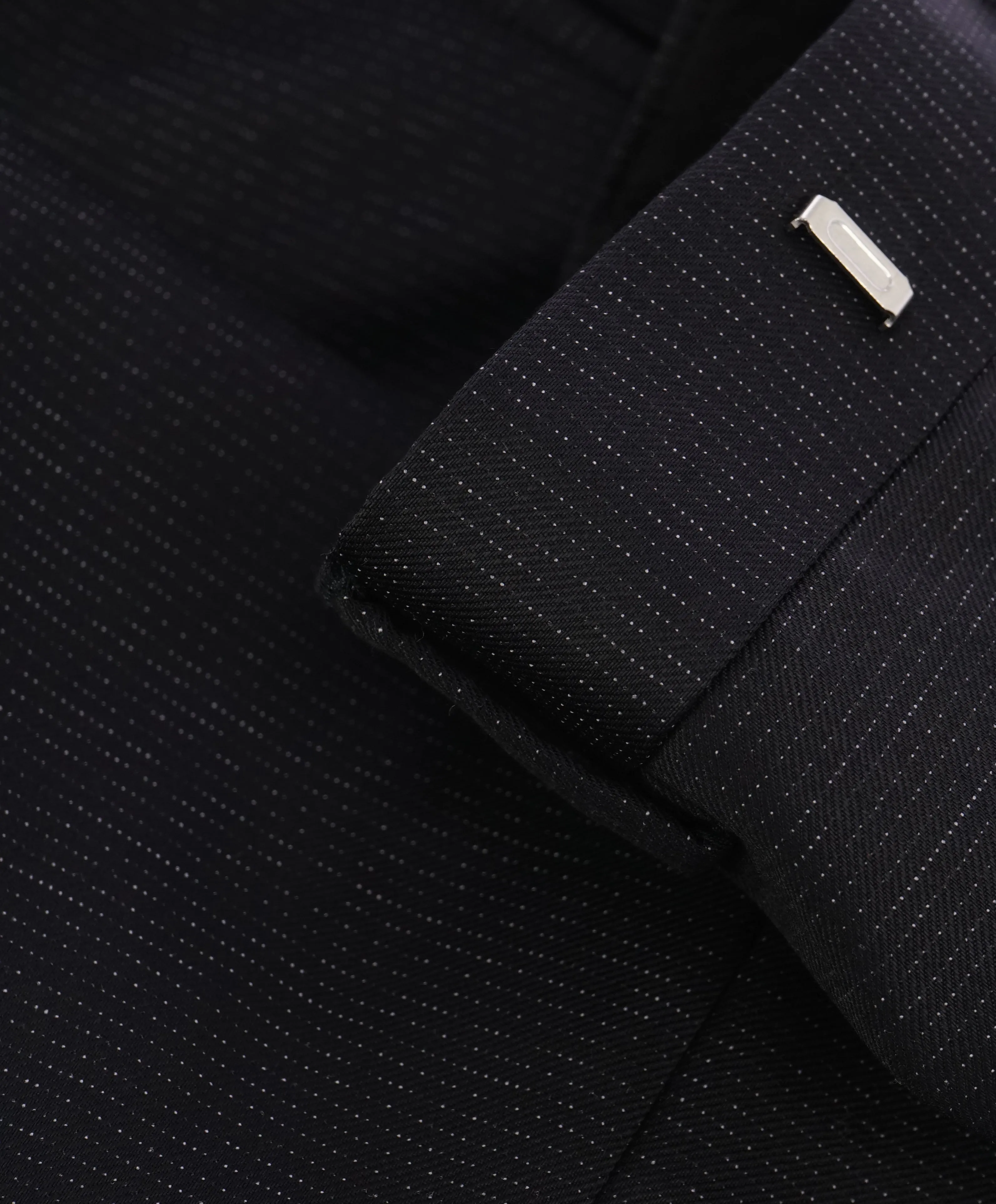 STRELLSON - Slim Black Wool Abstract Check Dot Flat Front Dress Pants - 33W