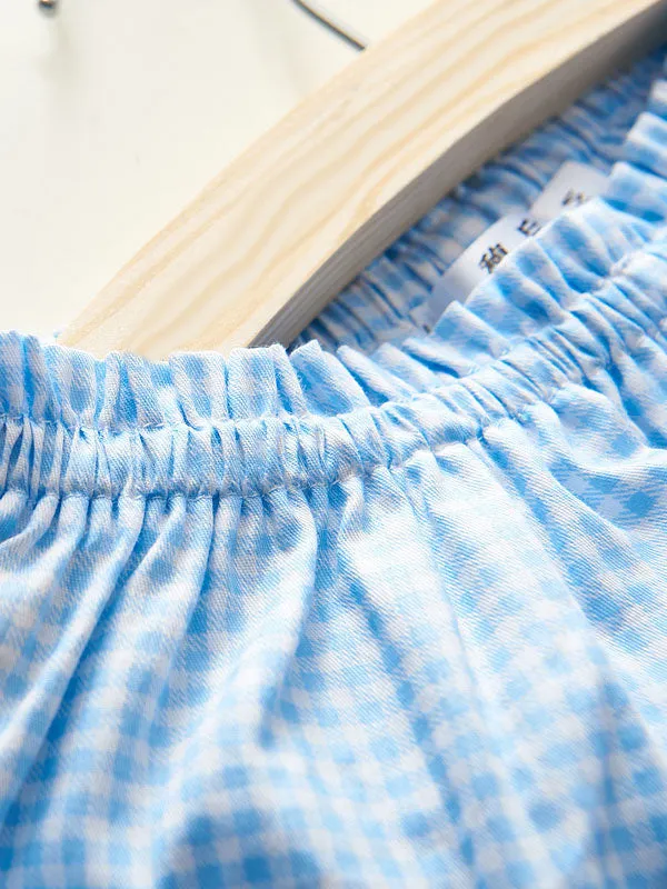 Sweet Lolita Bloomer Light Blue White Ghingham with White Trim