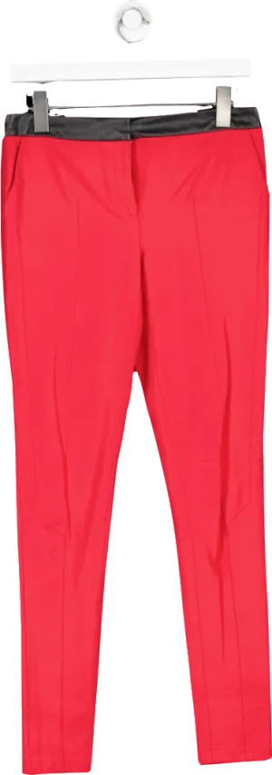 Ted Baker Red Slim Fit Trousers With Faux Leather Waist Band UK S