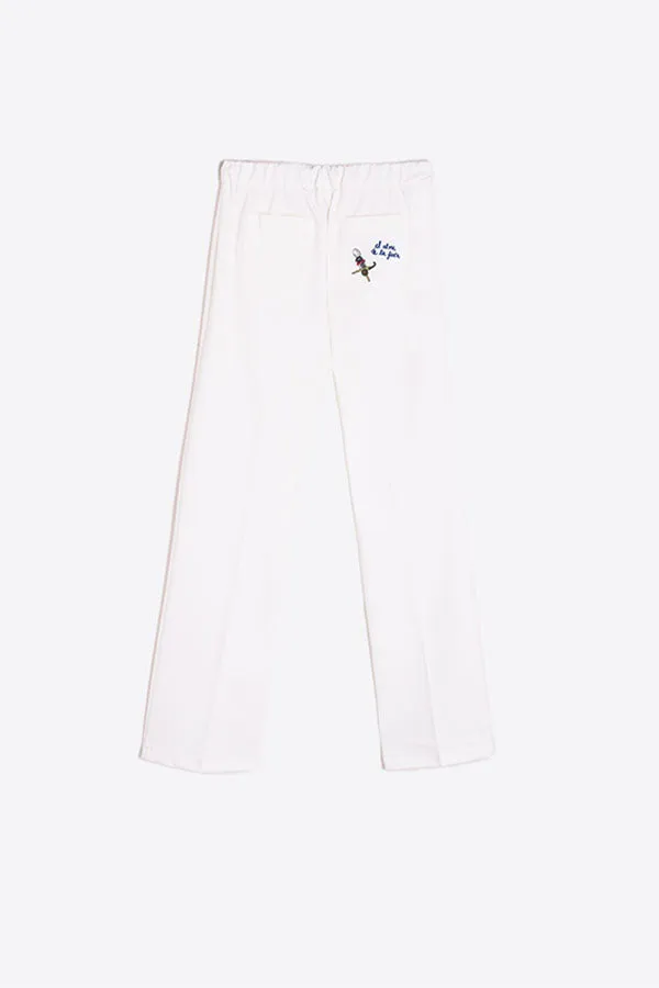 THAIS EMBROIDERED RIBBON WHITE TROUSERS