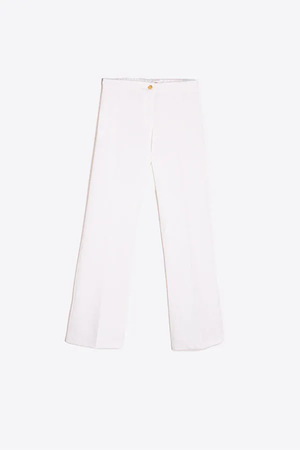 THAIS EMBROIDERED RIBBON WHITE TROUSERS