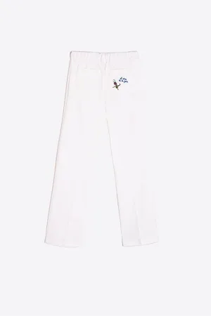 THAIS EMBROIDERED RIBBON WHITE TROUSERS
