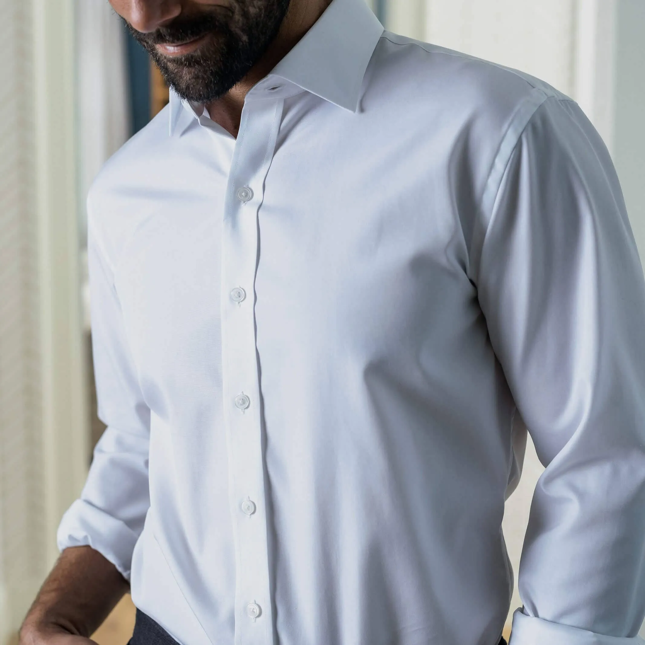 The White Madison Fine Twill Custom Shirt