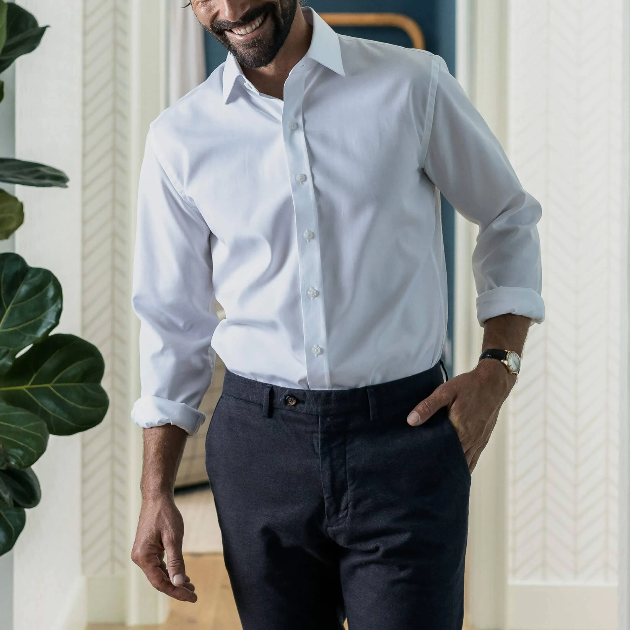 The White Madison Fine Twill Custom Shirt