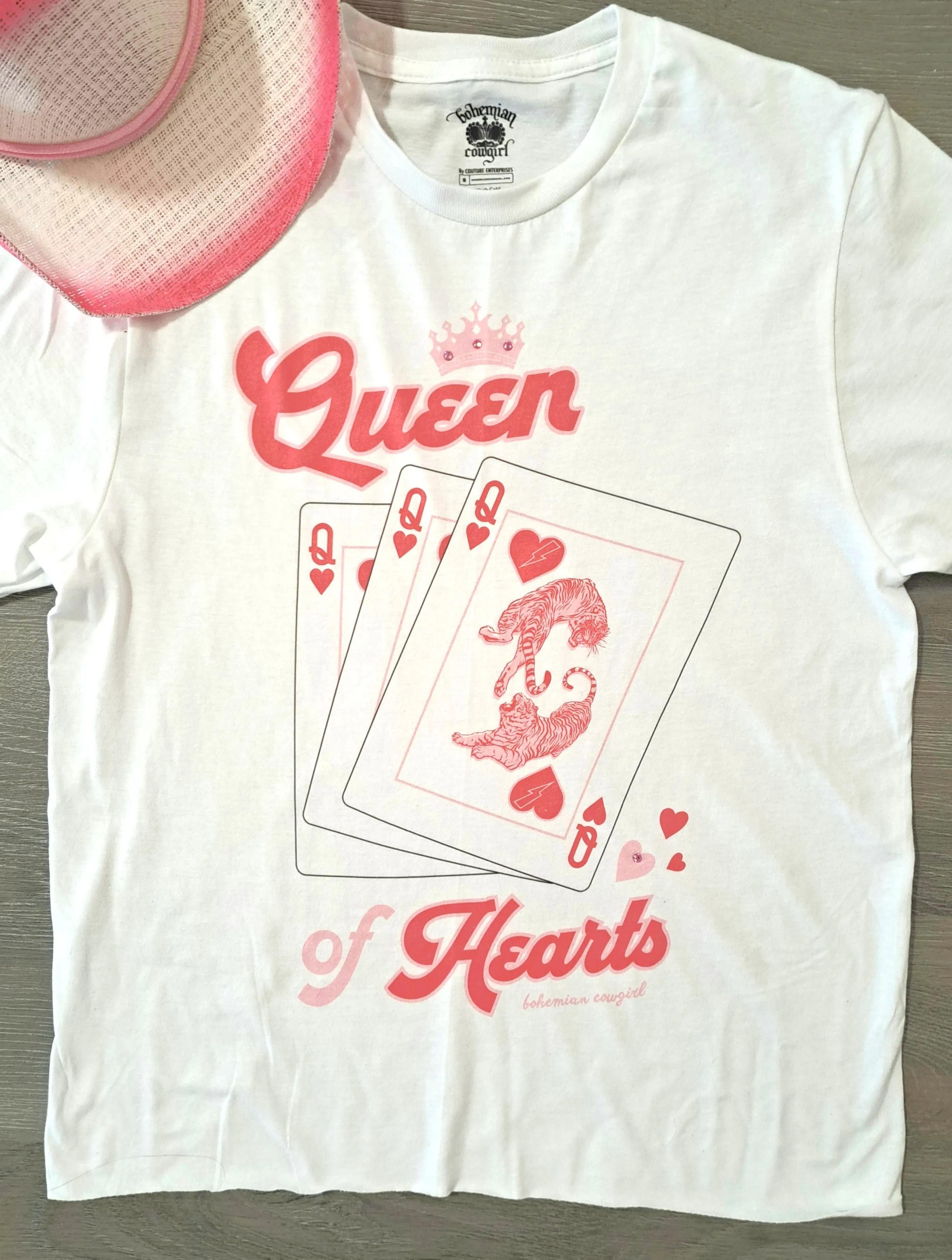 Tiger Queen of Hearts White T-Shirt - WS