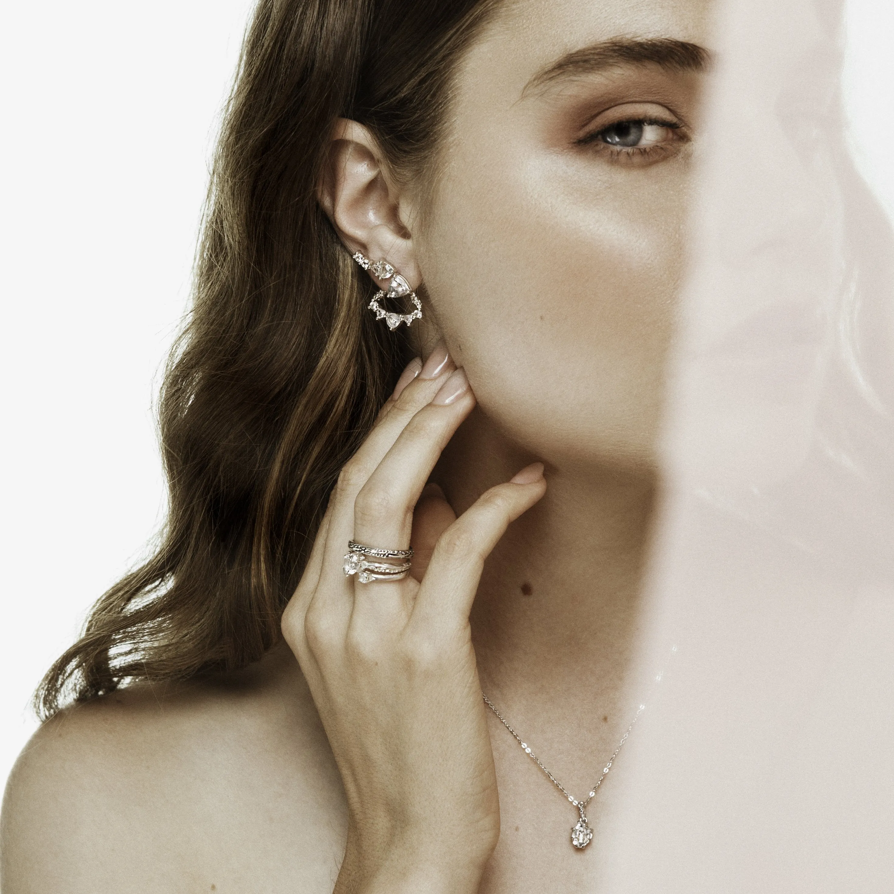 TRILLION CHANDELIER JACKET EARRINGS | 14k GOLD & HERKIMER