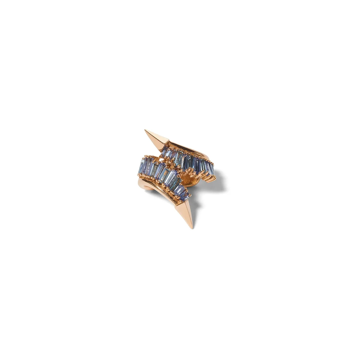 Twisting Ruched Ear Cuff - Tanzanite & Aquamarine