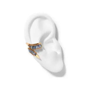 Twisting Ruched Ear Cuff - Tanzanite & Aquamarine